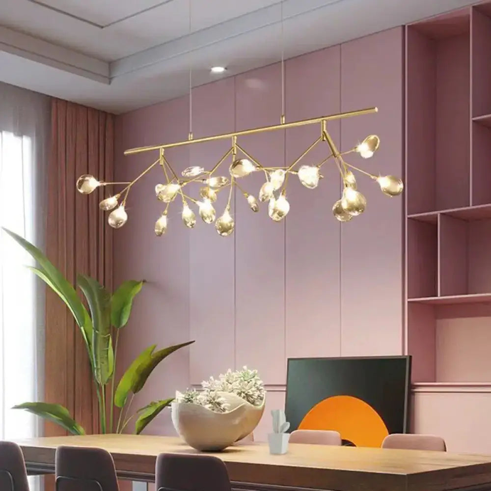 DecorBites™ Nordic Style Clear Glass LED Dining Room Pendant Light - Firefly Island Branch Design