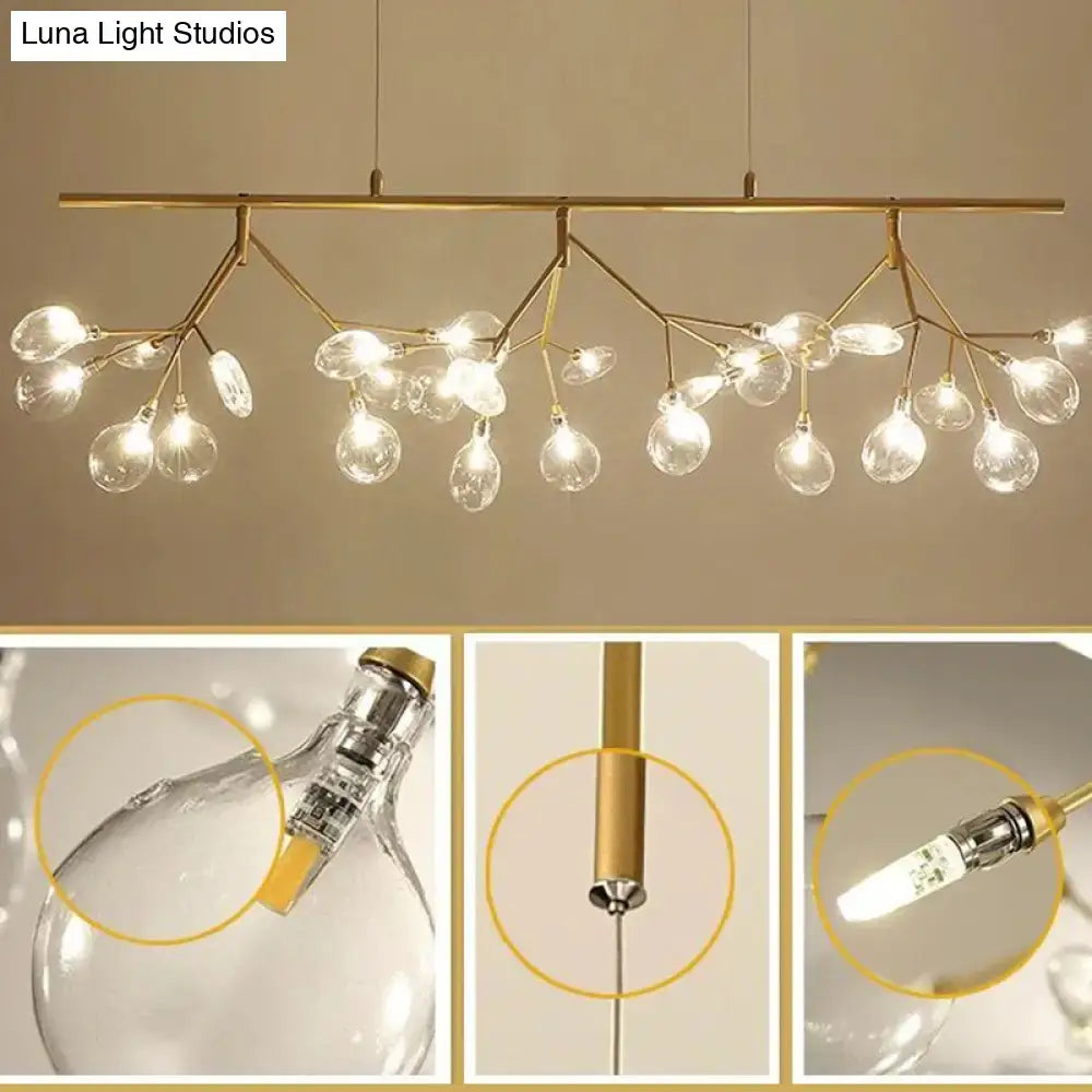 DecorBites™ Nordic Style Clear Glass LED Dining Room Pendant Light - Firefly Island Branch Design