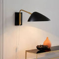 DecorBites™ Modern Curved Arm Wall Lamp with Metal Frame and Geometric Shade - Bedroom Wall Lighting