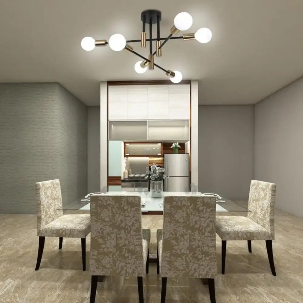 DecorBites™ Industrial Chandelier: Modern Wrought Iron LED Ceiling Lamp for Home Decor