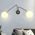 Modern black & brass milk glass wall lamp bedroom sconce