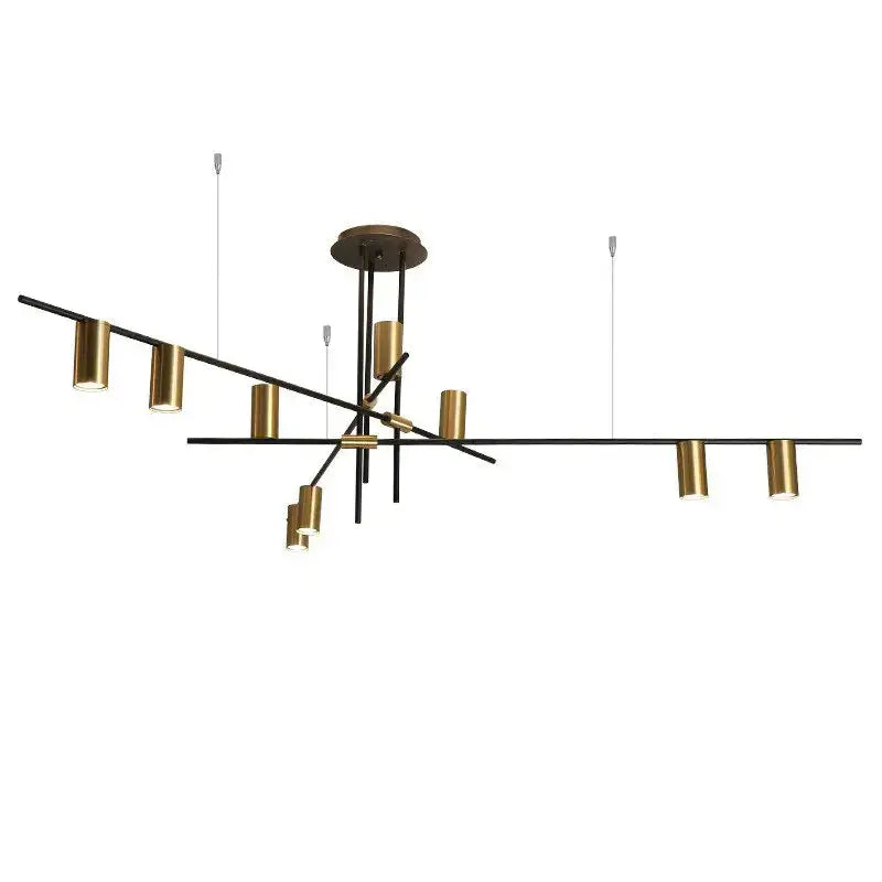 Modern black & brass minimalist dining room linear pendant light