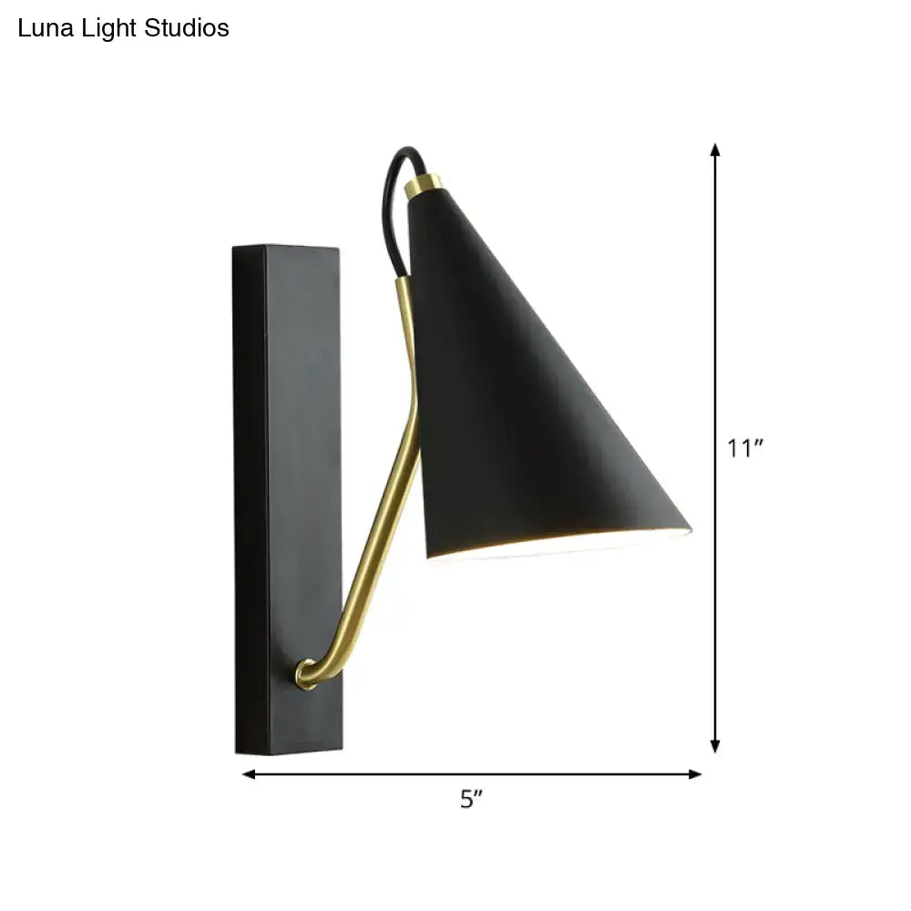 DecorBites™ Modern Black Tapered Wall Lighting Fixture - Stylish Metallic Wall Mounted Lamp for Dining Room - 1 Light