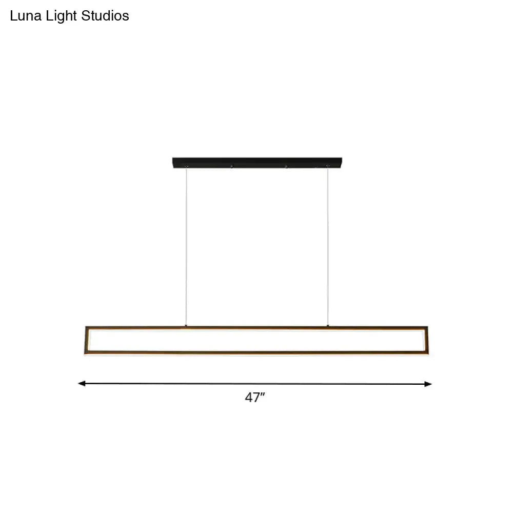 Modern black & bronze rectangular led pendant dining room white light