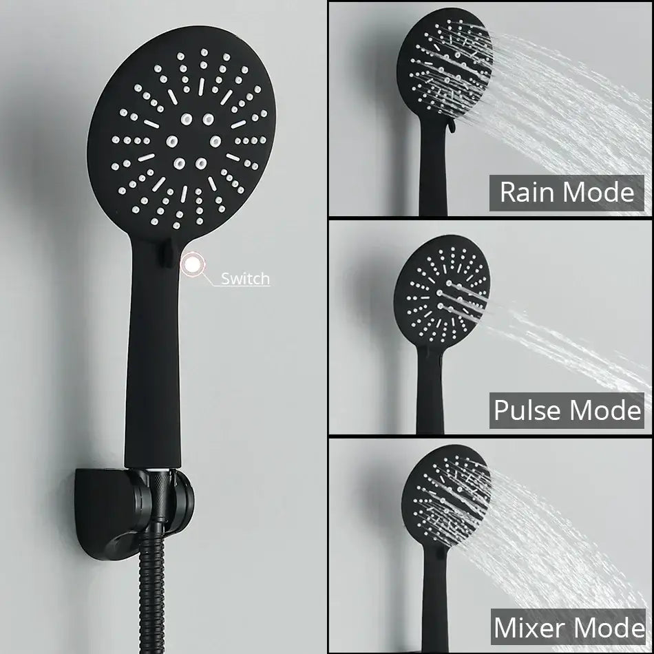 DecorBites™ Black/Chrome Brass Thermostatic Shower Set with Wall Mount - Bathroom Accessories