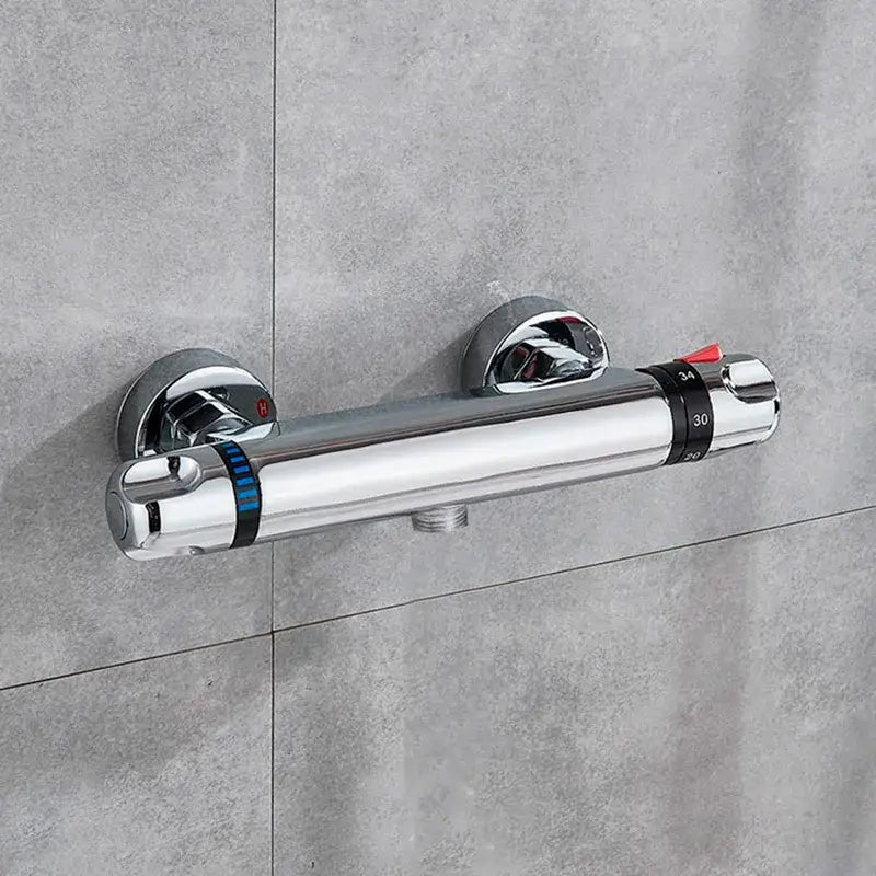 DecorBites™ Black/Chrome Brass Thermostatic Shower Set with Wall Mount - Bathroom Accessories