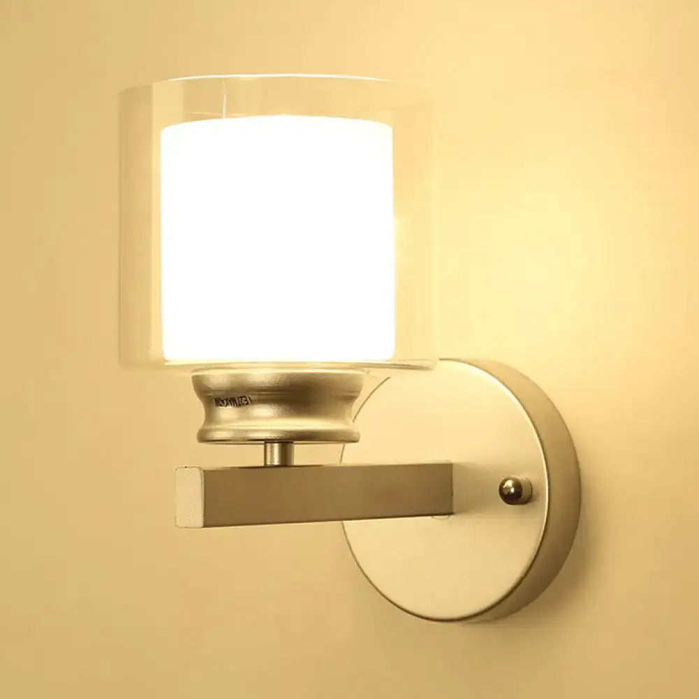 Modern black & chrome clear glass sconce – bedroom wall mounted light