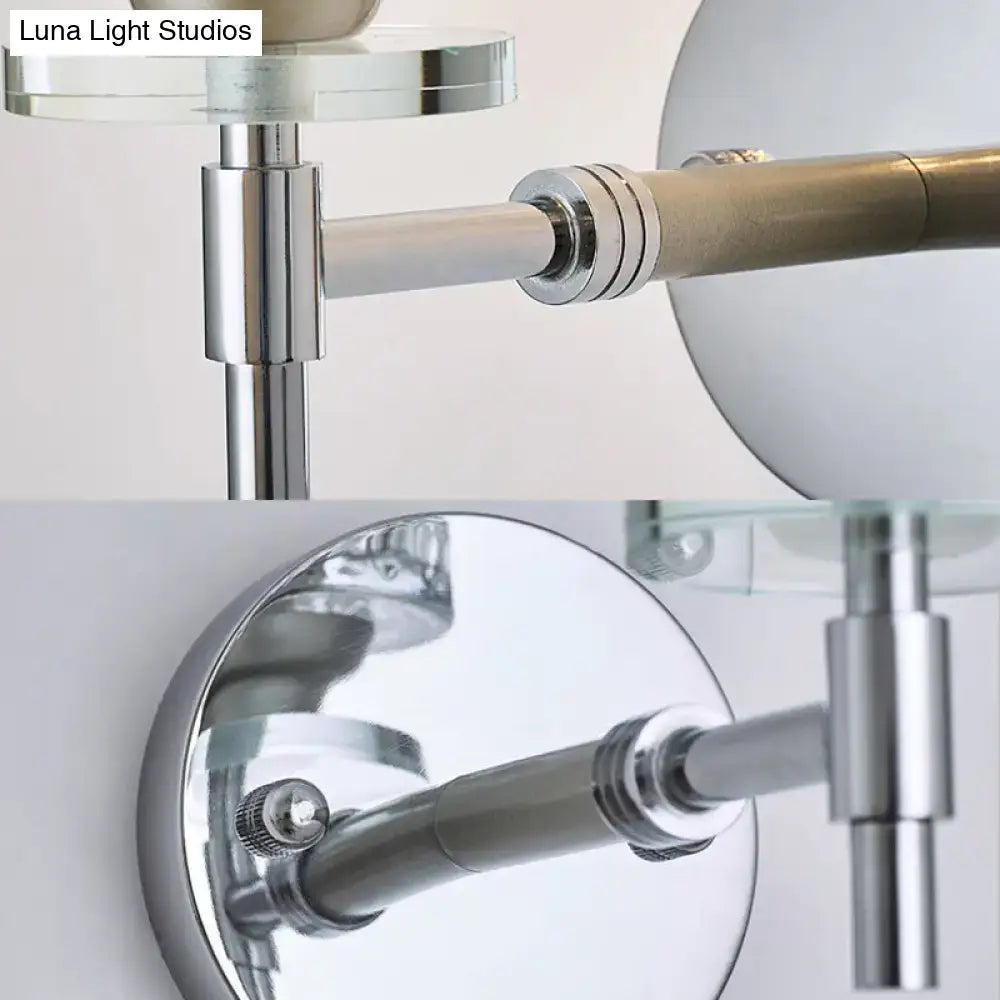 Modern black & chrome dimpled glass cylinder wall sconce bedroom light