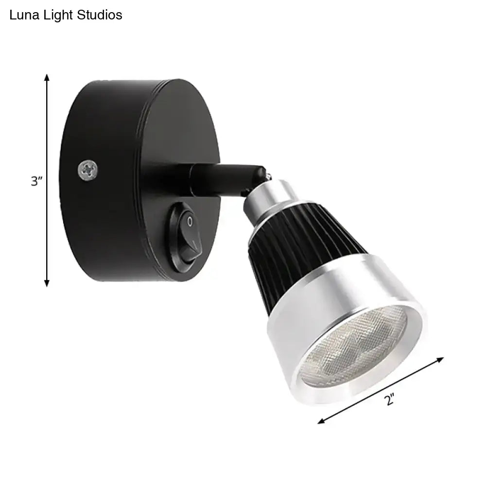 Modern black & chrome smd light wall light – bedroom rotatable sconce