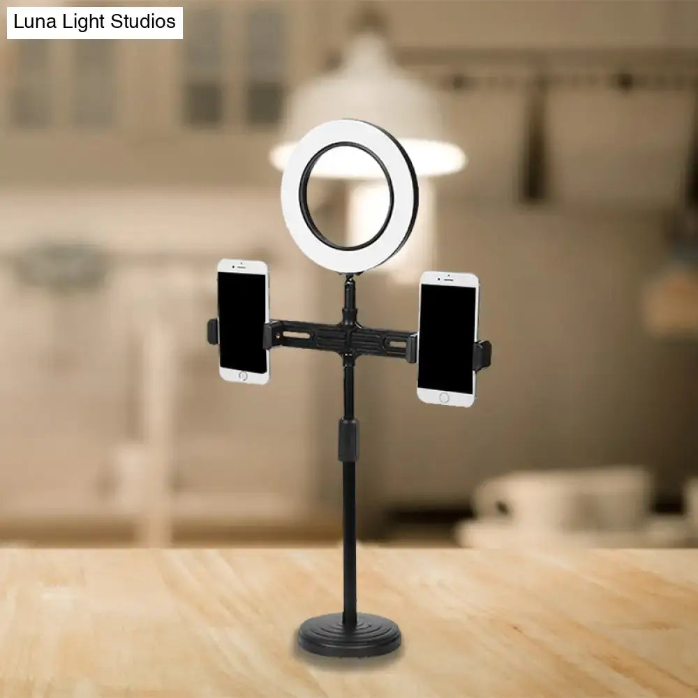 DecorBites™ Modern LED Makeup Lamp with USB Port - Black Metal Circle Shape
