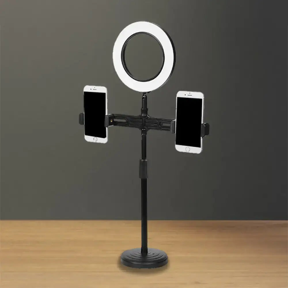 DecorBites™ Modern LED Makeup Lamp with USB Port - Black Metal Circle Shape