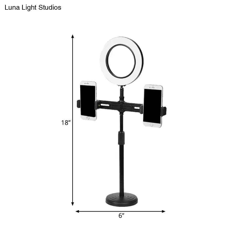 DecorBites™ Modern LED Makeup Lamp with USB Port - Black Metal Circle Shape