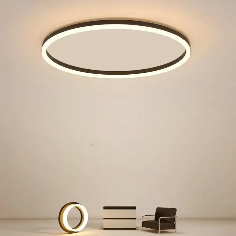 Modern black circular led ceiling light for living room decor