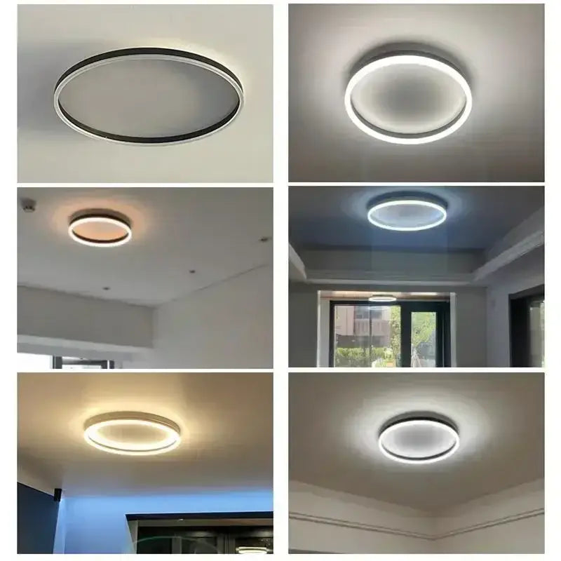 Modern black circular led ceiling light for living room decor