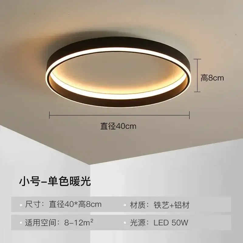 Modern black circular led ceiling light for living room decor