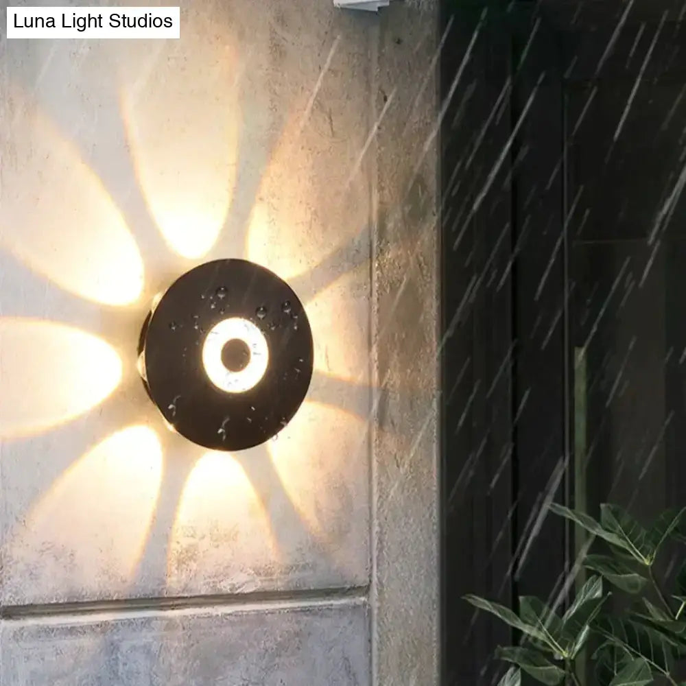 Modern black circular led outdoor wall sconce garden light