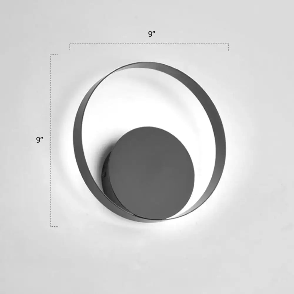 Modern black circular led wall sconce bedroom light fixture