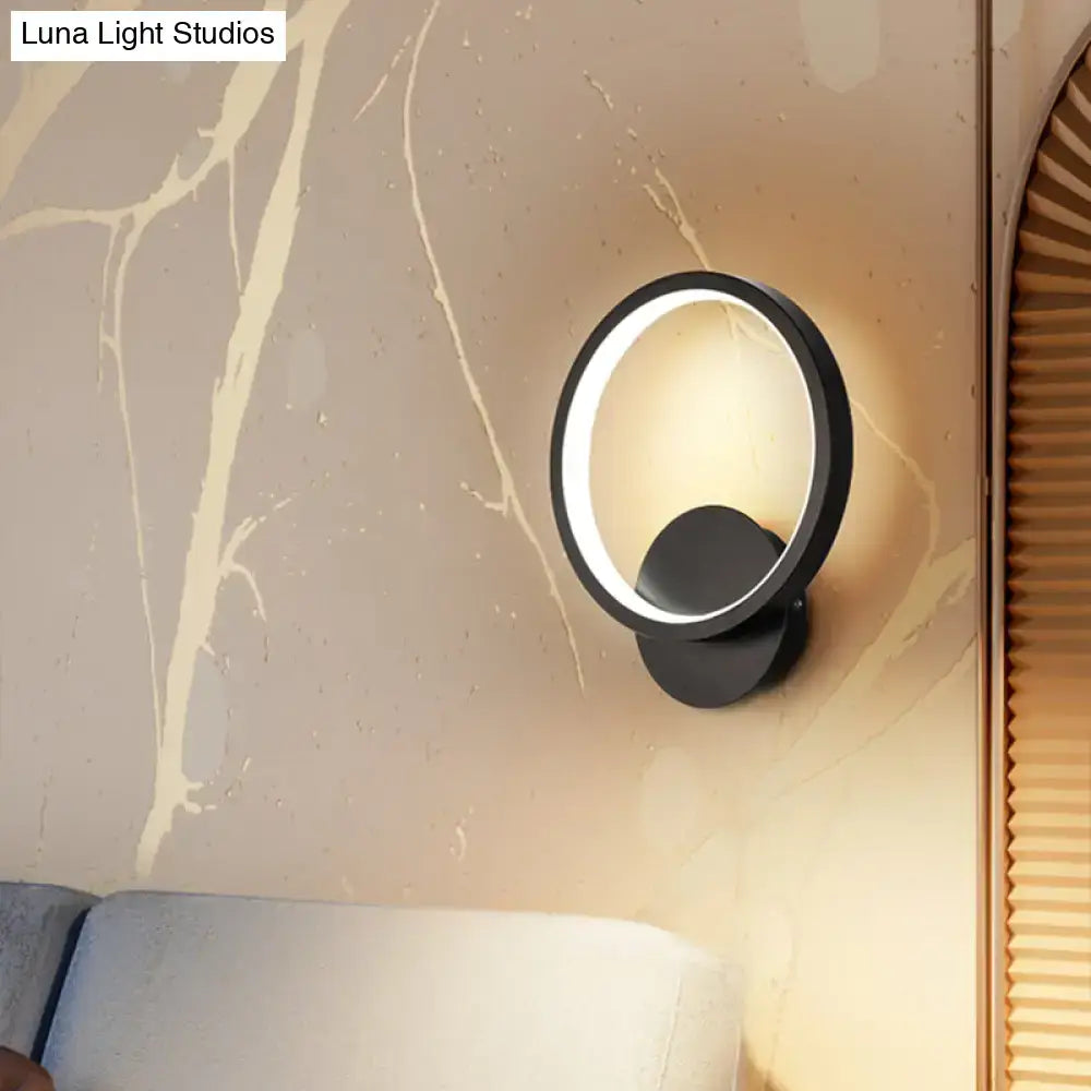 Modern black circular led wall sconce bedroom light fixture
