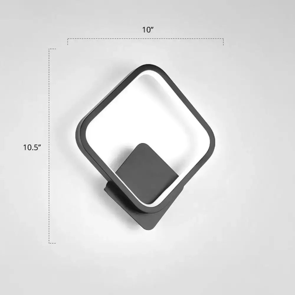 Modern black circular led wall sconce bedroom light fixture
