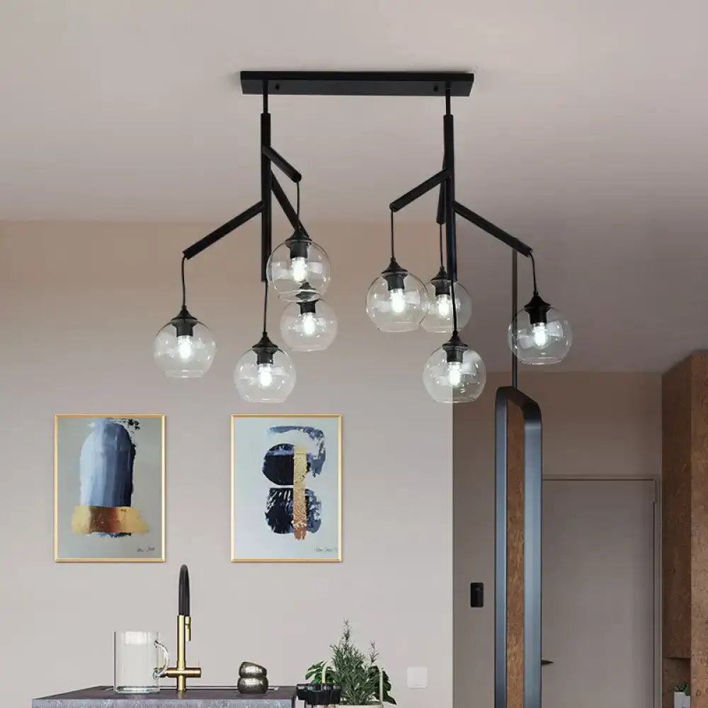 DecorBites™ Ultra-Modern Clear Glass Island Pendant with 8 Lights - Hanging Ceiling Fixture
