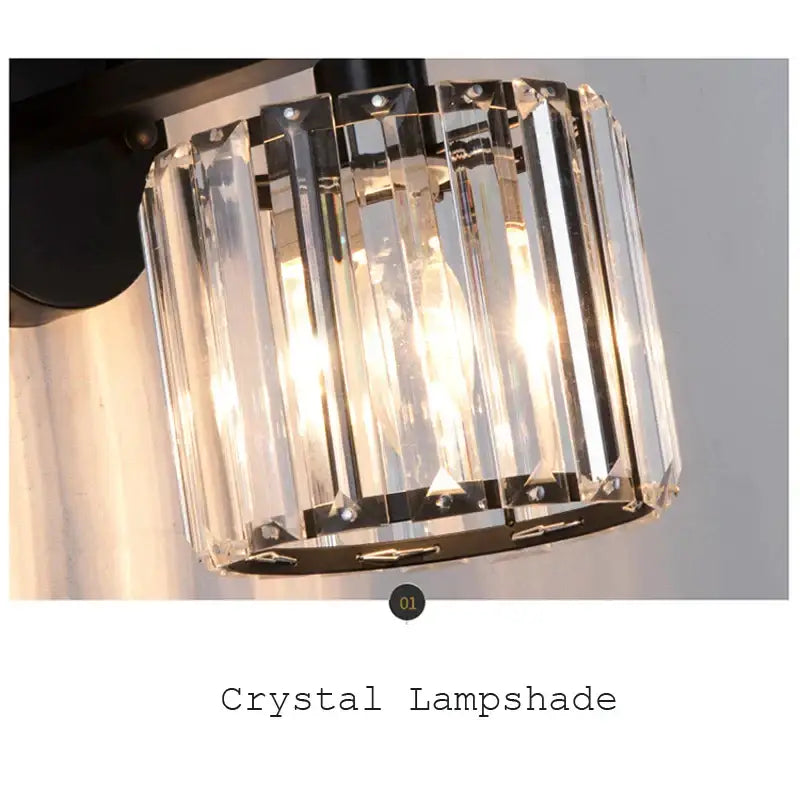 Modern black crystal bird wall lamp bedroom sconce