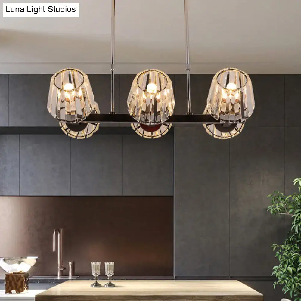 Modern black crystal block chandelier dining room light kit