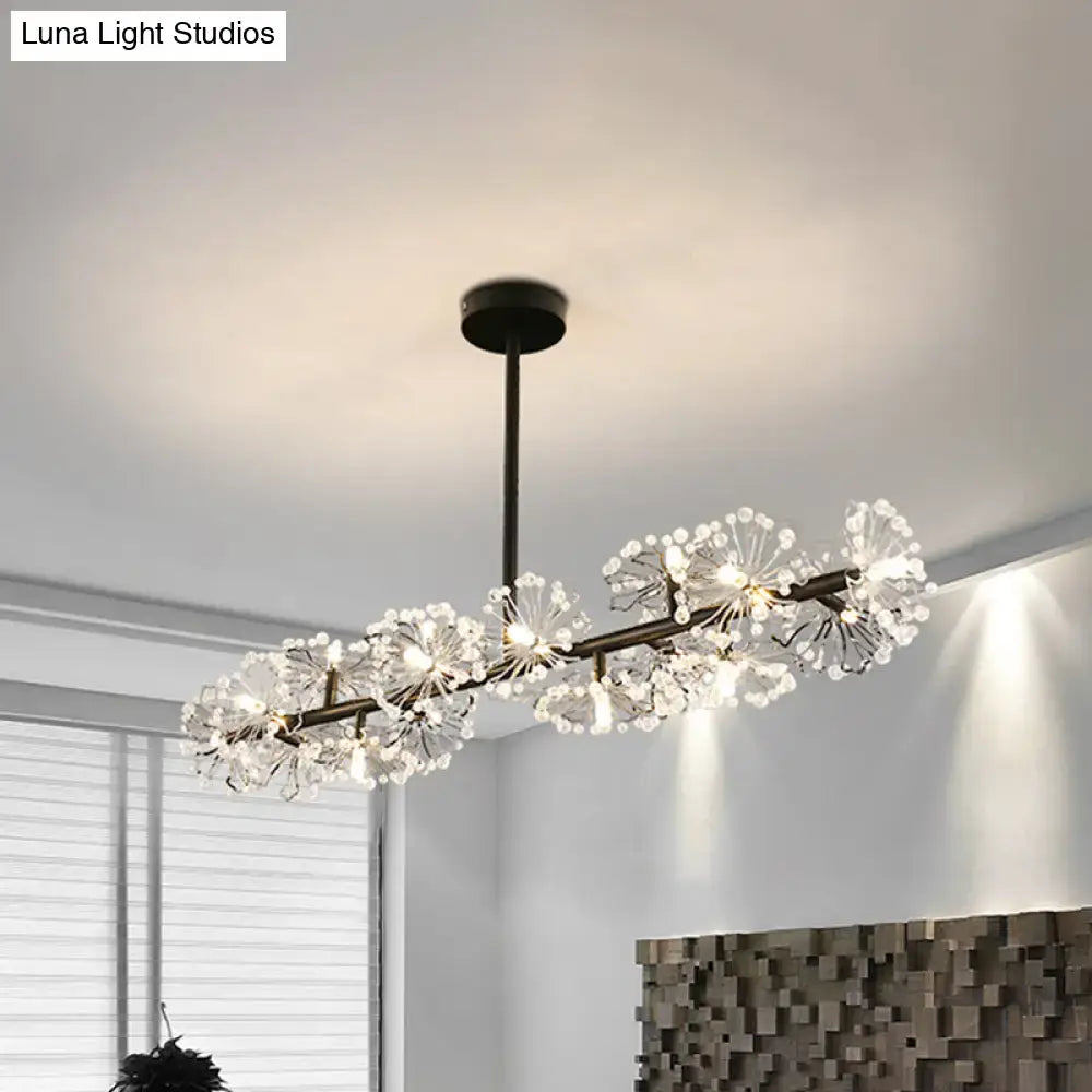 Modern black crystal blossom chandelier dining table light