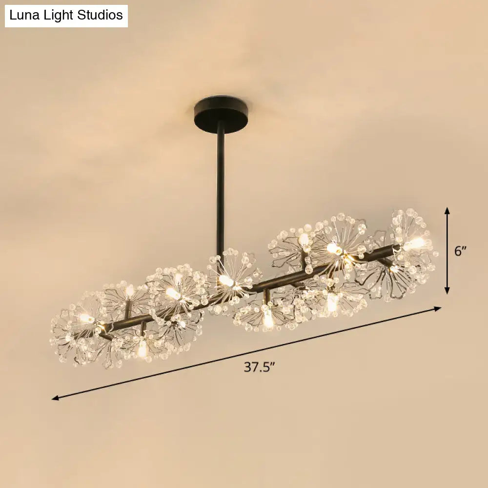 Modern black crystal blossom chandelier dining table light