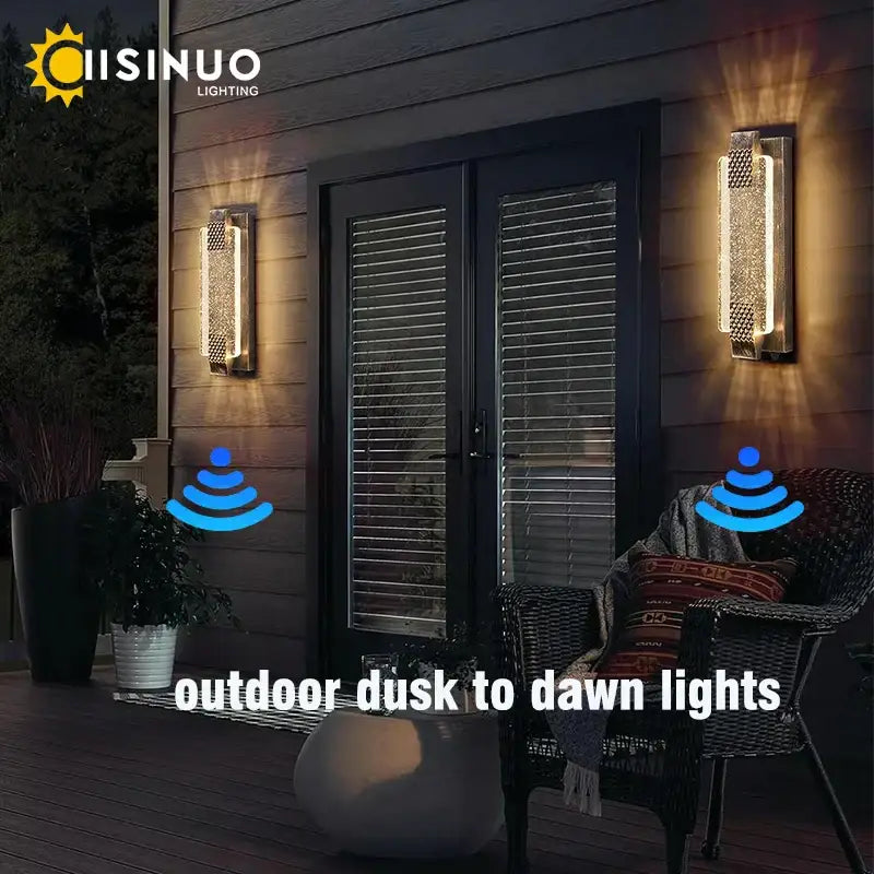 DecorBites™ Crystal Bubble Glass LED Outdoor Wall Sconce for Porch and Garden