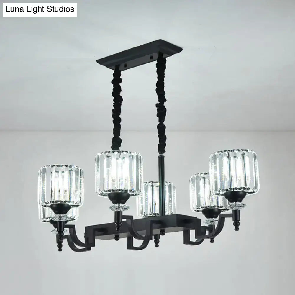 Modern black crystal ceiling light dining room suspension lamp
