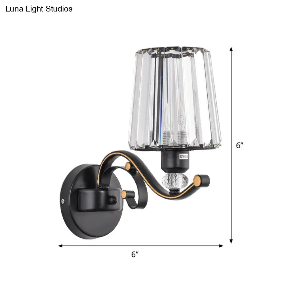 DecorBites™ Modern Black Crystal Block Wall Sconce Lamp - Sleek Half-Bulb Tapered Design for Living Room