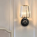 DecorBites™ Modern Black Crystal Block Wall Sconce Lamp - Sleek Half-Bulb Tapered Design for Living Room