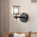 DecorBites™ Modern Black Crystal Wall Sconce for Living Room - Flush Mount Drum Light