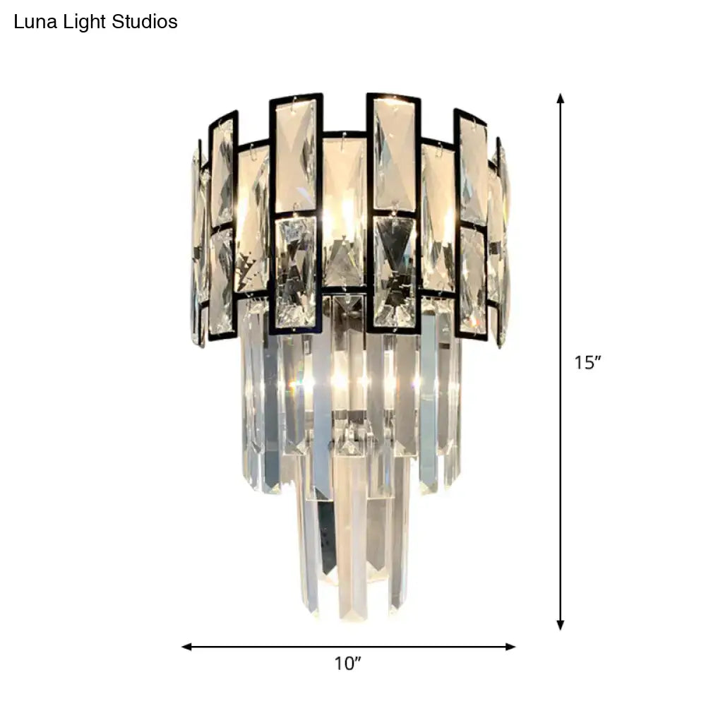 Modern black crystal embedded wall sconce living room 110v-120v light