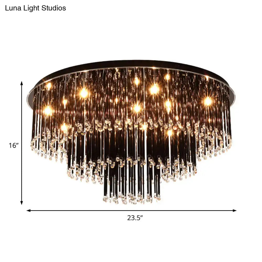 Modern black crystal flush mount chandelier for bedroom