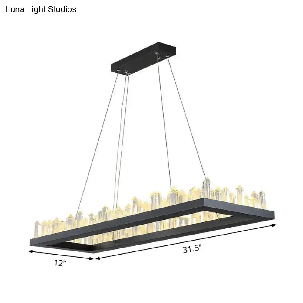 Modern black crystal icicle led ceiling light dining room chandelier