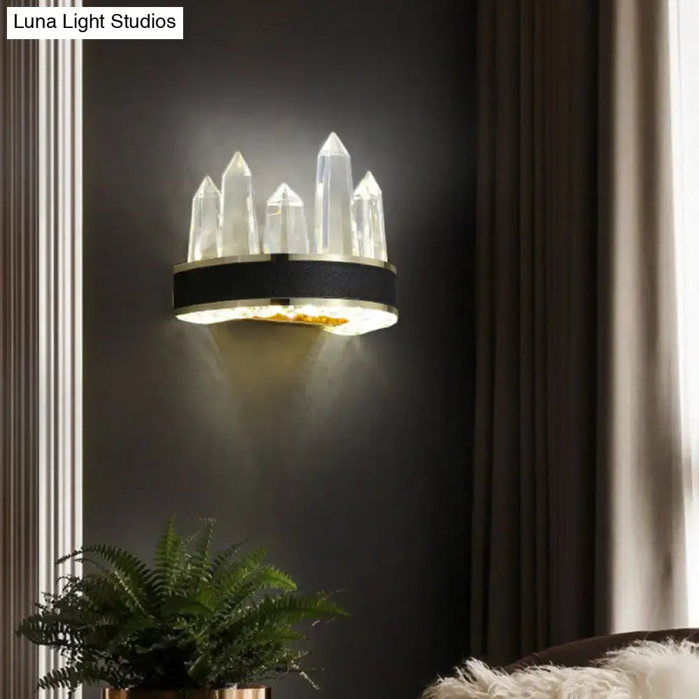 Modern black crystal led wall sconce icicle shaped wall living room