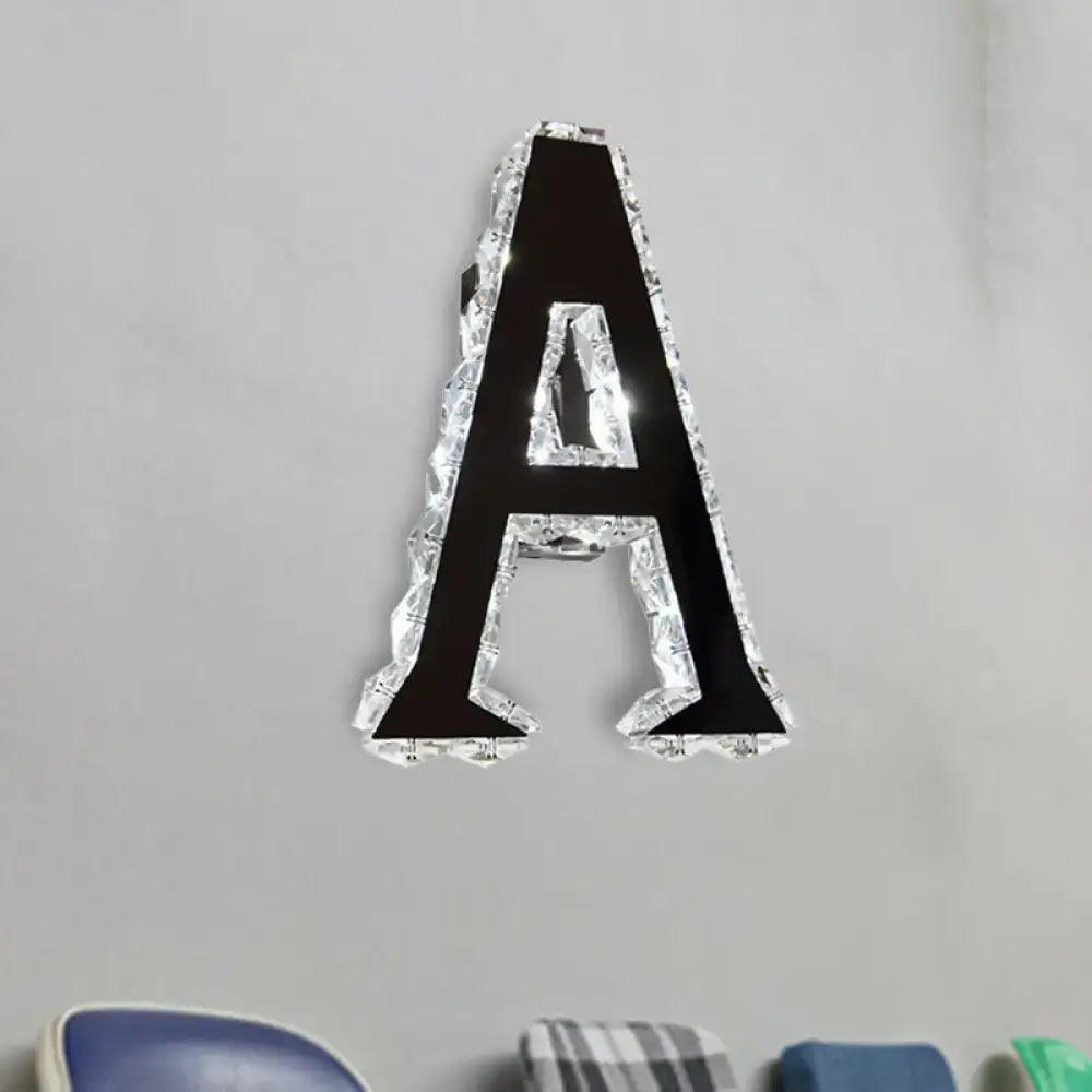Modern black crystal letter a wall sconce bedroom white warm natural light