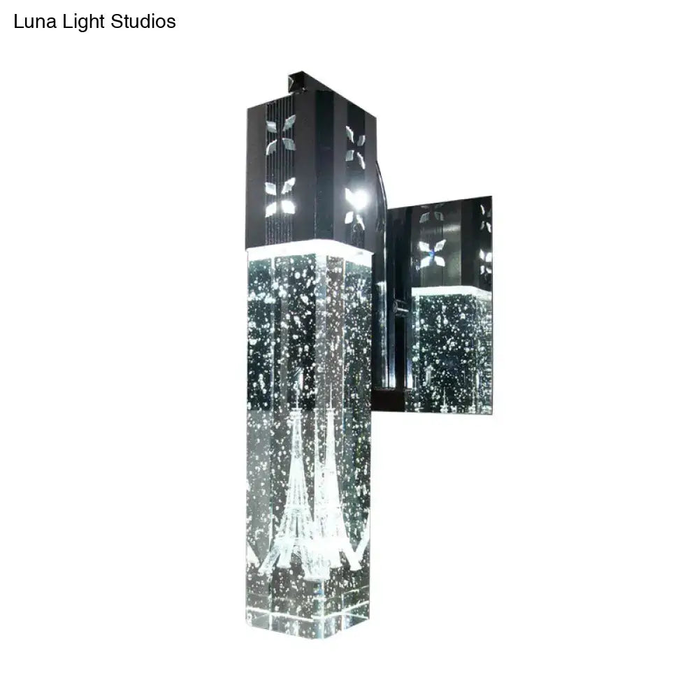 Modern black crystal rectangle wall sconce bedroom light