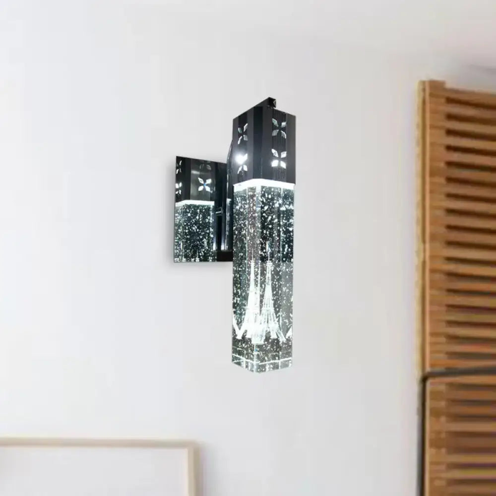 Modern black crystal rectangle wall sconce bedroom light
