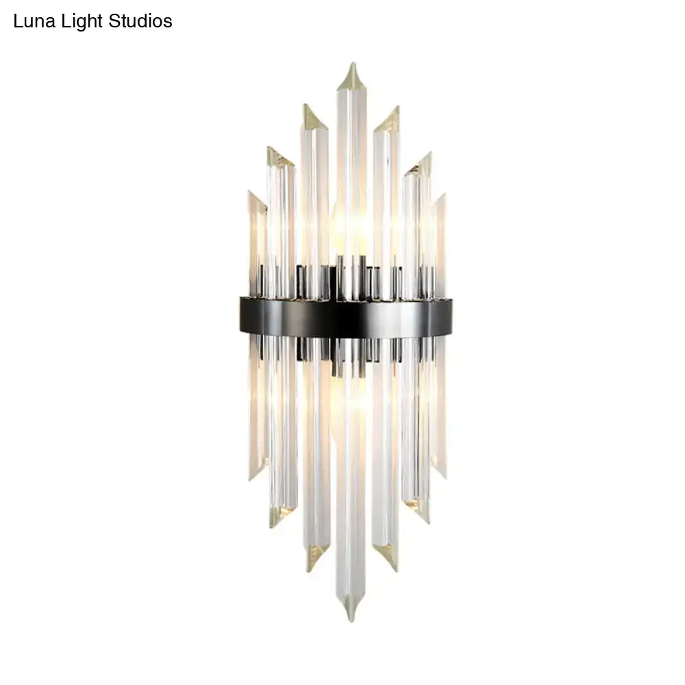 Modern black crystal wall lamp for living room