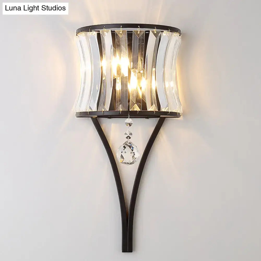 Modern black crystal wall sconce – bedroom wall mounted lighting
