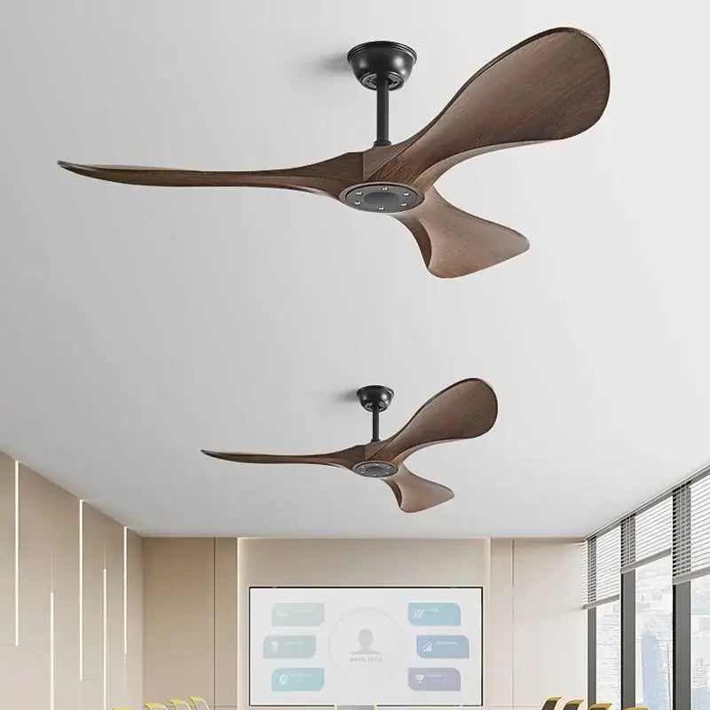 Modern black & dark brown ceiling fan with remote control bedroom