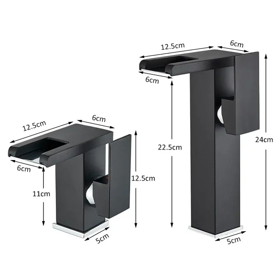 DecorBites™ LED Waterfall Bathroom Sink Faucet Hot Cold Mixer Tap Deck Mounted