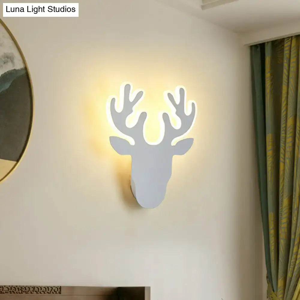 Modern black deer head wall sconce light living room neon antlers