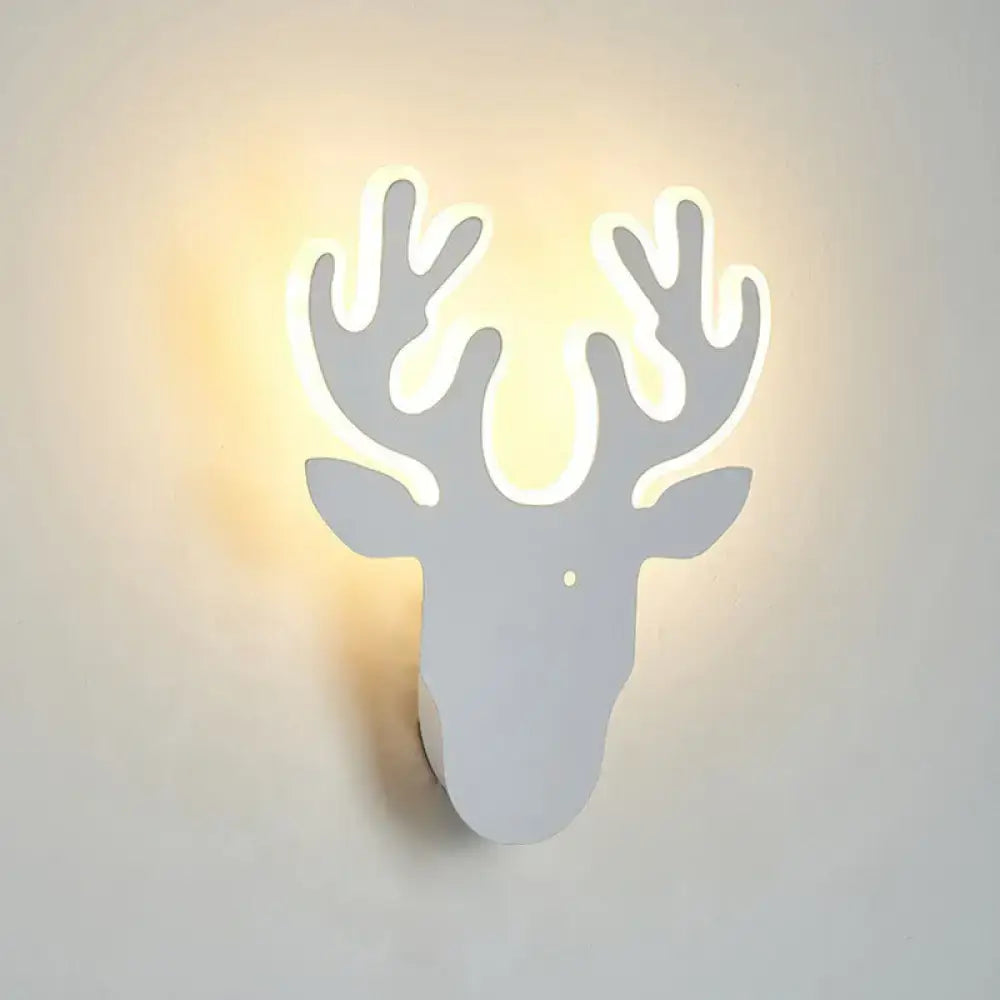 Modern black deer head wall sconce light living room neon antlers