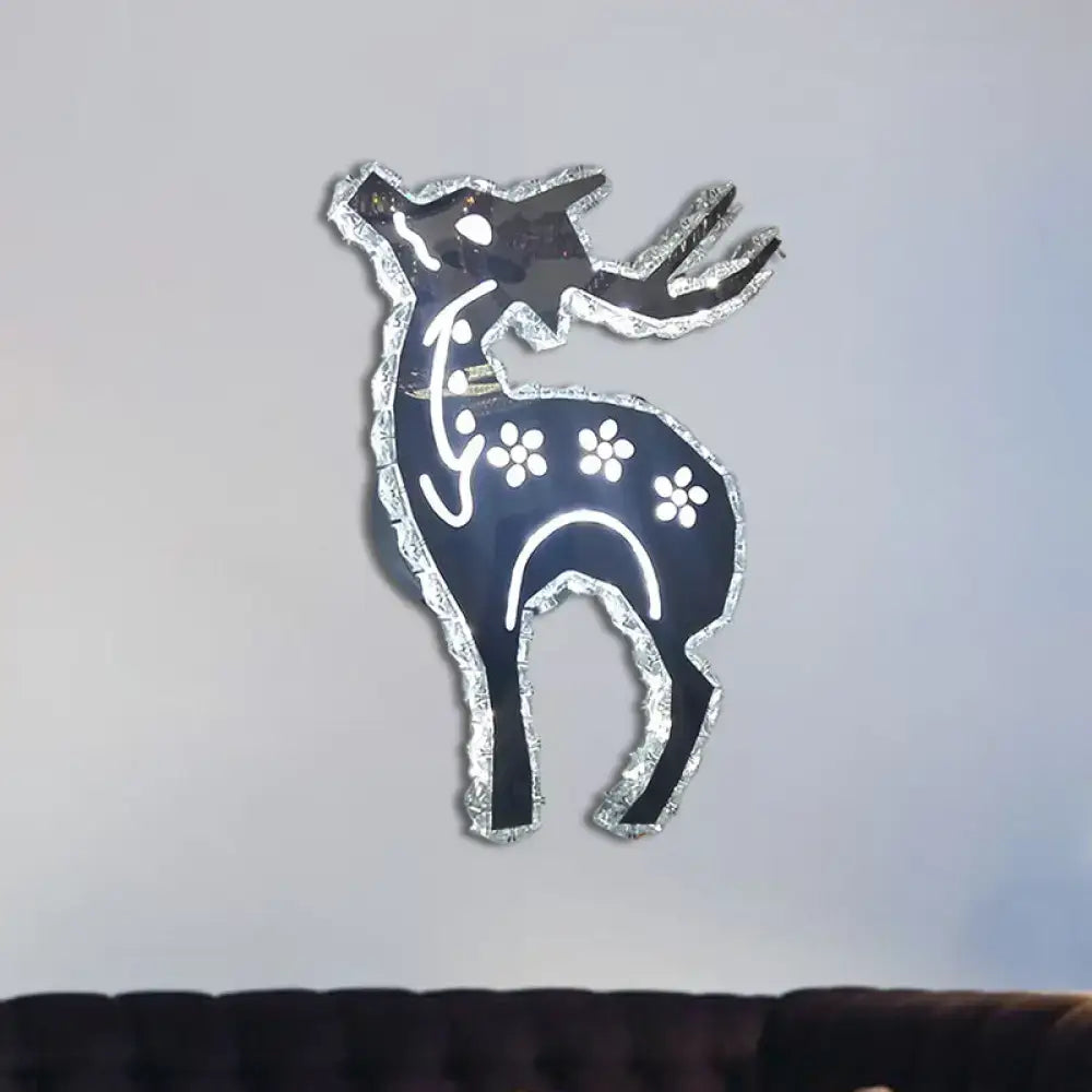 Modern black deer led light with deer crystal shade bedroom sconce