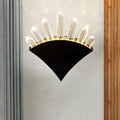 DecorBites™ Contemporary Black Fan Wall Light Fixture - Metal Sconce with Clear Crystal Prism - 1/2-Light
