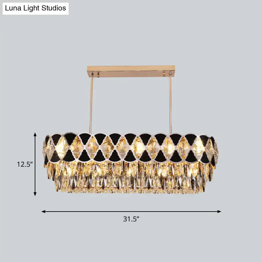 Modern black finish crystal oval chandelier dining room pendant light