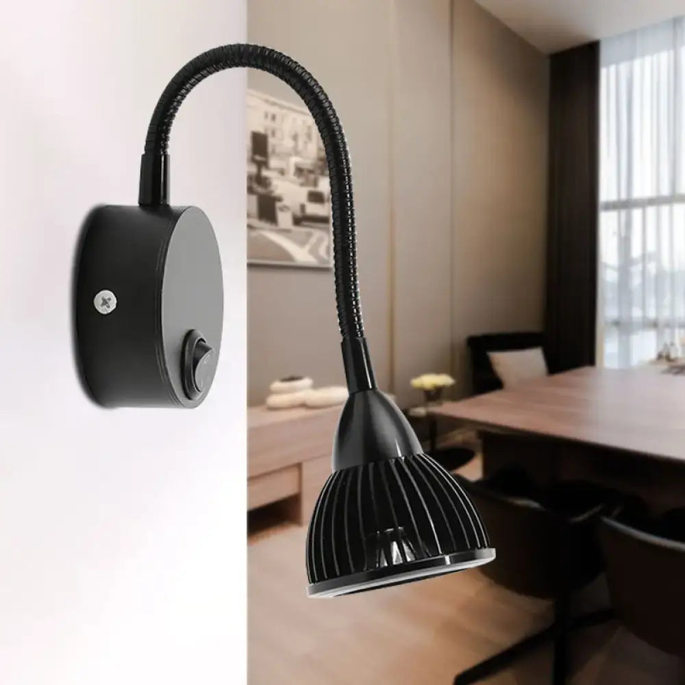 Modern black finish metal shade wall lamp bedroom warm white led